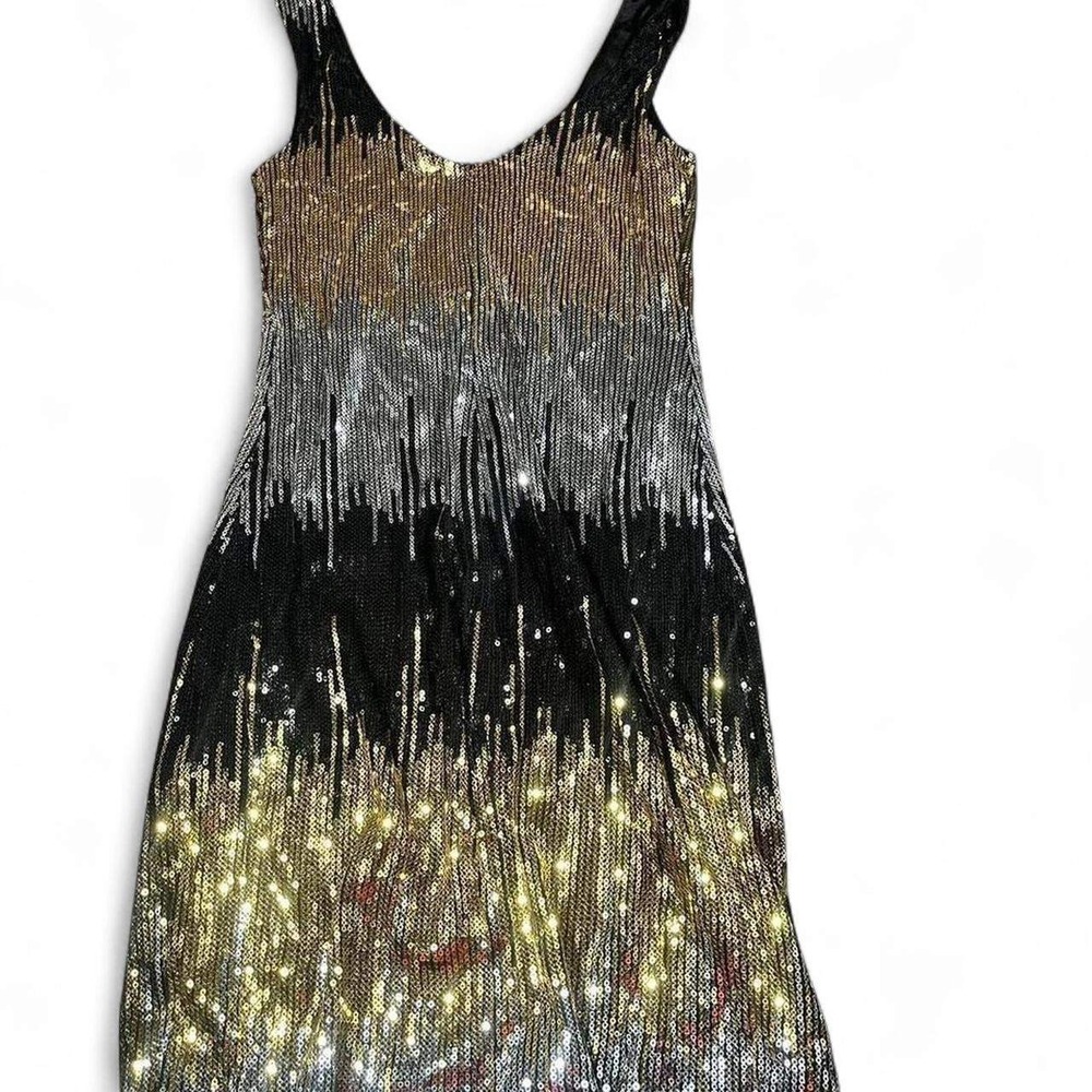 Sequin Dress Sleeveless Gold Silver Black Party Cocktail body con NYE Mini S